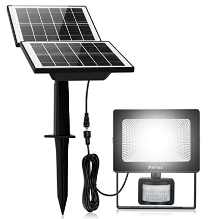 Solar Security Lights Outdoor, MH Solar Lights with PIR IP66 Waterproof, Solar Motion Sensor Lights 6000K Cold White Solar Flood Light, Solar Pow