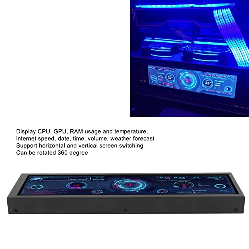 Bewinner 8.8 inch IPS USB Mini Screen, 1920x480 IPS LCD Screen for Aida64 PC CPU Monitor GPU Fan Speed Computer Temperature Memory Sub Display, 3