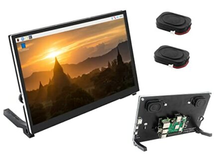 DIGISHUO 10" IPS 1024 * 600 Touch Screen with Two Speaker+Holder +HDMI+Disc Kit for Raspberry Pi 4B 3B 2B (10" IPS 1024 * 600 Touch Screen+Case+S