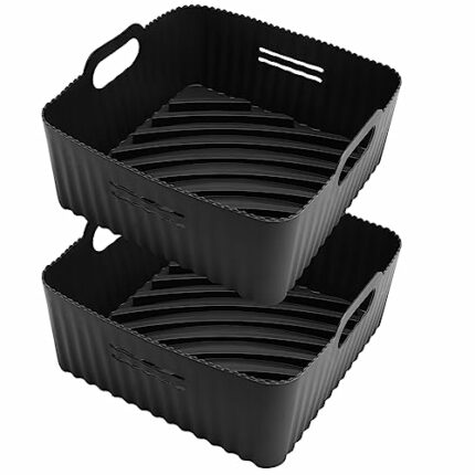 YINGRACE 8 inch Silicone Air Fryer Liners, 2023 Upgraded 9CM High Air Fryer Accessories Compatible for Cosori 5.5L, Philips XL 6.2L Square Air Fr
