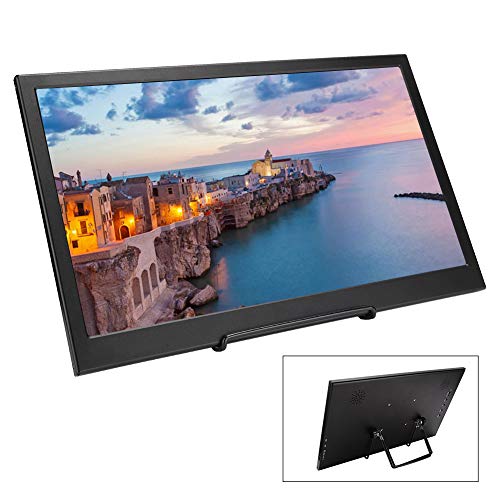 PUSOKEI 15.6in IPS Monitor, Portable Ultra-Thin 1080P Full HD Wide Viewing Screen,Double mini HDMI Input,Built-In 2x2W Speaker,Universal Display