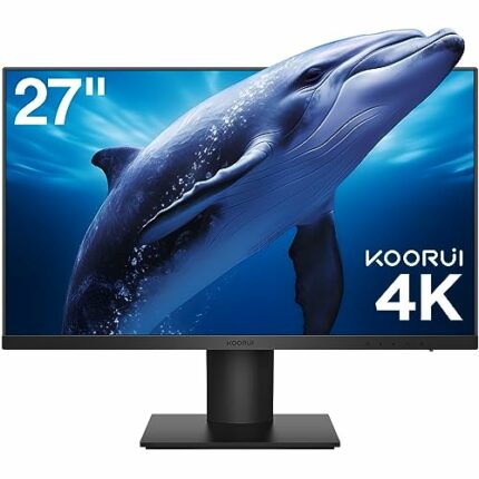 KOORUI 27 Inch Monitors, 4K Computer Monitors UHD(3840 * 2160), IPS, 4ms, 60Hz, 2x HDMI 2.0 & DisplayPort 1.4, Adpitive Sync, HDR10, VESA 100 * 1