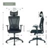 Ergonomic Office Chair Mesh Desk Chair High Back Executive Computer Chair with Adjustable Headrest, Backrest and Lumbar Support, 3D Breathable Sw