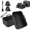 AM STORE 1 Silicone Air Fryer Liner Pack of 2 with Brush, Tong and Mitts- Tower Dual - Instant Vortex Air Fryer Silicone Liner - Reusable Air Fry