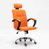 HJW Office Chair Computer Chair Home Office Rotary Lift Chair, with Headrest and Steel Feet Bow-Shaped Chair Swivel Chair Armchair,Black