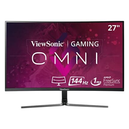 ViewSonic VX2758-PC-MH 27-Inch Full HD Curved Monitor with AMD FreeSync, 144 Hz, 1ms, 2x HDMI, VGA, Eye Care for Home Entertainment and Gaming, B