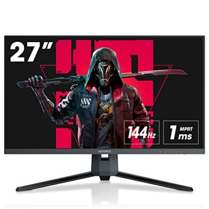 KOORUI 27 Inch QHD Gaming Monitor 144 Hz, 1ms, DCI-P3 90% Color Gamut, Adaptive Sync, (2560x1440, HDMI, DisplayPort) Black