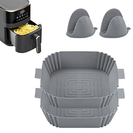 2PCS Silicone Air Fryer Liner,SHUOMAO 8inch Reusable Air Fryer Liner Pot Baking Accessories for Ninja,Tower,Tefal Air Fryer,Oven,Microwave and Mo
