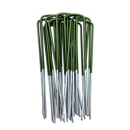 Half Green Artificial Grass Pegs - Turf Pin Strong Pegs, U Shaped 150x25x3mm Turf Pin Strong Artificial Grass Lawn Garden Pegs to pin fake grass,