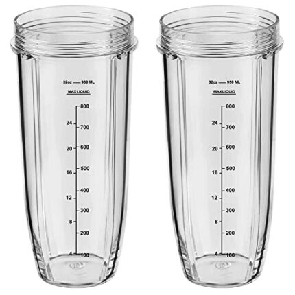 32OZ Tall Cups Compatible with Ninja Auto iQ Blender BN750UK BN495UK BN800UK CB100UK BL450 BL480 BL490 BL491 BL492 BL682, Nutri Ninja Cup Replace