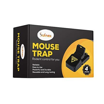 Sufnex Mouse Traps for Indoor Pack 4 with Safety Gloves – Reusable and Environment Friendly ABS, Rat Traps that Kill instantly, Mice Traps for In