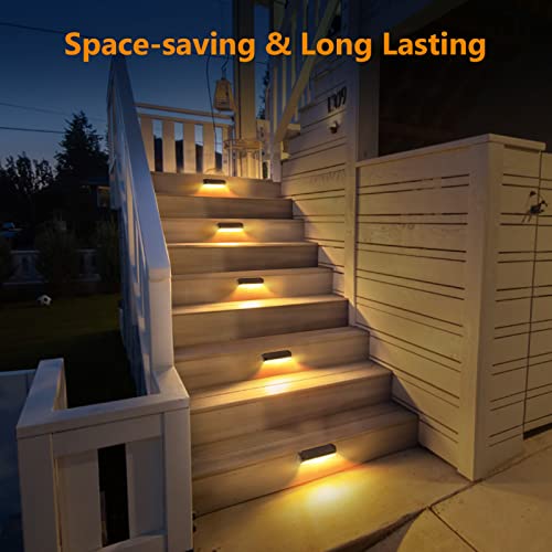 GEARLITE Solar Fence Lights, 4 Pack Solar Lights Outdoor Garden with Warm White and Multi-Colour Changing Modes, Waterproof Garden Ornaments Outd