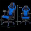 HJW Gaming Chair Computer Chair Home Office Chair Strong and Durable Reclining Racing Chair Adjustable Chair Armchair,Black,116-124X52X55Cm