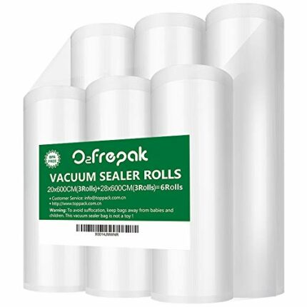 O2frepak 6Pack (3)20x600cm and (3)28x 600cm Food Textured Vacuum Sealer Bags Rolls with BPA Free,Embossed Vacume Sealer Storage Bags Rolls for Fo