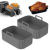 2Pcs Silicone Air Fryer Liners for Ninja Dual Air Fryer, Reusable Silicone Air Fryer Basket Air Fryers Accessories Heat Resistant Silicone Airfry