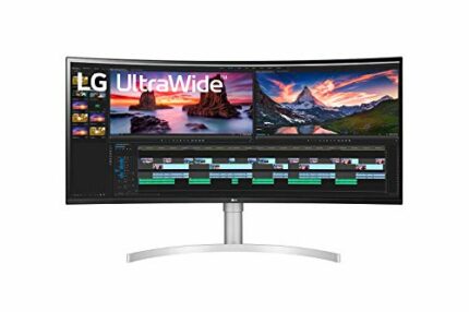 LG 38BN95C-W 38 Inch UltraWide QHD+ IPS Curved Monitor with Thunderbolt 3 Connectivity, White/Silver