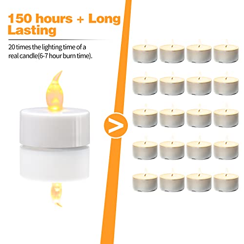 LFSEMINI LED Tea Lights, 24/50/100/200 Pack Flameless Flickering Tea Lights, Warm Yellow/Warm White, Last 150 Hours +, Battery Operated Tea Light