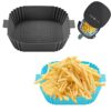 2pcs Air Fryer Liners,Silicone Air Fryer Liner,Heat Resistant Non-Stick Mats for Oven, Air Fryer Accessory for Home Kitchen (grey blue)