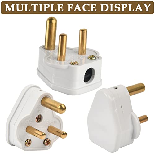 FOROREH 10Pcs 5A Pin Plugs, 3-Pin Mains Plug Adaptor, White 3 Pin Lighting Plugs for Stage Lighting Lamp, Flood Lights, Spotlights, Landscape Lig
