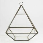 Zinc & Glass Pyramid Shaped Terrarium Candle Holder Lantern Glasshouse Planter