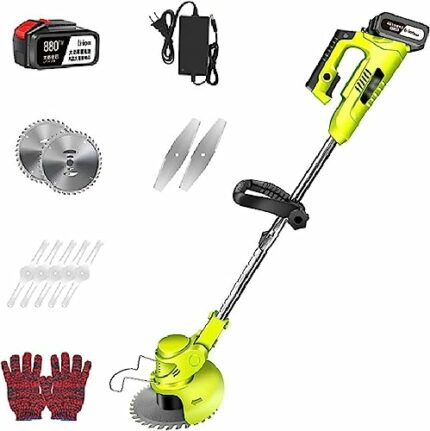 Cordless Lawn Mower, Electric Handheld Small Trimmer with 48V/14000mA Battery 3 Styles Blade Rechargeable Weeder for Lawn Garden Shrub Trimming