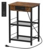 Printer Stand Industrial 3 Tier Printer Table with Storage and Charging Station Printer Stand Holder with Wood Shelves Printer Shelf with USB Por