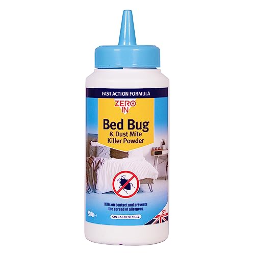 Zero In Bed Bug & Dust Mite Killer Powder - 250 g– Puffer-Pack Treatment, Ready-To-Use Fast-Acting Formula. Prevents Allergies