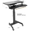 OCOMMO Automatic Height Adjustable 31.5 Inch Mobile Workstation with Keyboard Tray, Sit to Stand Up Tabletop Computer and Monitor Desk for Home O