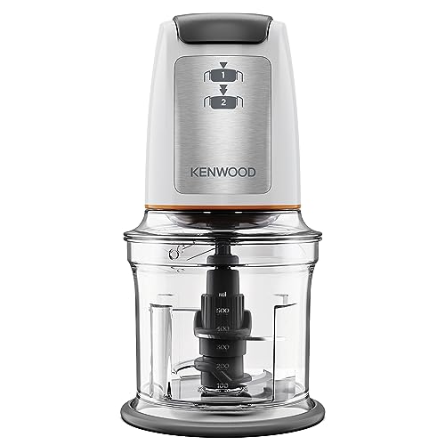Kenwood Easy Chop Chopper, 0.5L Bowl, 2 Speeds, Quad Blade System, Anti-Slip Ring for Food Chopper Stability, 500W, CHP61.100WH, Dishwasher Safe,