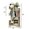 MILECN Tree Bookshelf, 7-Tier Shelf Rustic Bookcase | Retro Wood Storage Rack For Cds/Movies/Books | Anti-Fall Utility Organizer Shelves For Livi