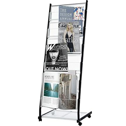 Floor-Standing Magazine Display Stand, Office Files Organizer Magazines Holder, Papers Literature Organization Storage Rack for Home Offices News