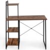 WALNUT Computer Desk With Bookshelf Study Desk Workstation With Bookcase Office Furniture (Color : A, Size : 38.5"X19.5"X46.5")