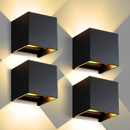 CANMEIJIA Outdoor Wall Lights 12W, Waterproof IP65 LED Outside Wall Lights Adjustable Beam Aluminum Black Indoor Wall Lamp 3000K Warm White for G