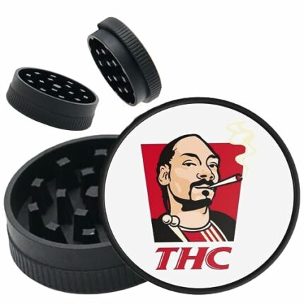 Grinder - Two Piece Plastic Grinde, Shark Teeth & Non-Stick Design - Crusher Mill for Dry Herbs & Spices (50mm) (Red)