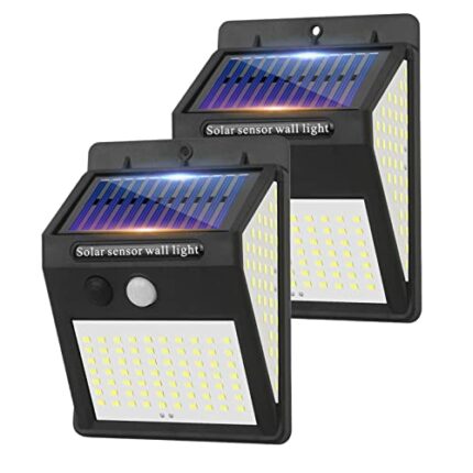 Jsdoin Solar Security Lights 150 LED Motion Sensor Lights Outdoor Light with 3 Lighting Modes and IP65 Waterproof Solar Lights for Wall Garden Fe