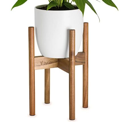 Ayria Mid-Century Modern Wooden Plant Stand - Adjustable Width (Up to 30cm) - Fits Various Pot Sizes - Acacia Wood