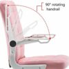 SCDBGY ygqbgy Pink Pulley Office Chair，with Wheels Armrests Modern PU Leather Office Chair Midback Home Computer