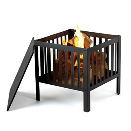 LIVIVO Square Steel Fire Pit Log Burner Heater Brazier Full 360 Degree Panoramic Views and Heat Output Weather and Rust-Resistant Perfect For BBQ