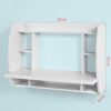 Haotian FWT18-W, White Drop-Leaf Table Desk, Wood Children Table,Home Office Table Desk Workstation Computer Desk with Storage Shelves, Trestle D