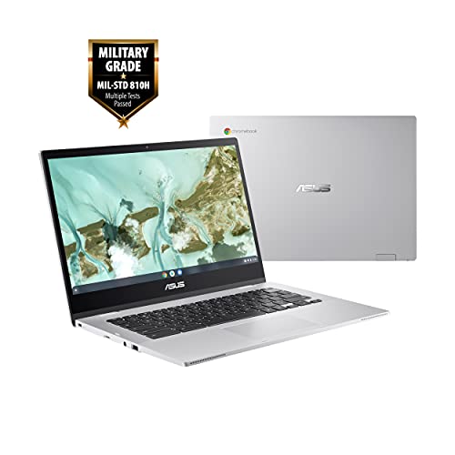 ASUS Chromebook CX1, 14" Full HD NanoEdge Display, Intel Celeron N3350 Processor, 64GB eMMC, 4GB RAM, Chrome OS, Transparent Silver, CX1400CNA-AS
