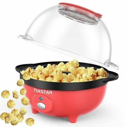 Tiastar Popcorn Machine, 650W Electric Stirring Popcorn Maker, 3L Capacity Popcorn Popper with Non-Stick Coating, Healthy & Less Oil for Movie Ni
