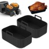 2Pcs Silicone Air Fryer Liners for Ninja Dual Air Fryer, Reusable Silicone Air Fryer Basket Air Fryers Accessories Heat Resistant Silicone Airfry