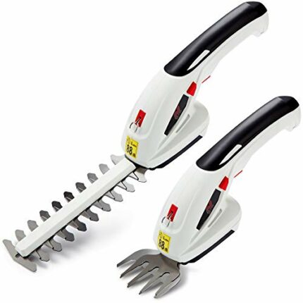 NETTA 2in1 Grass Shear & Hedge Trimmer with 7.2V Rechargeable 1500mAh Lithium-Ion Battery, Edging and Shrub Shear, 2 Interchangeable Blades, Ligh