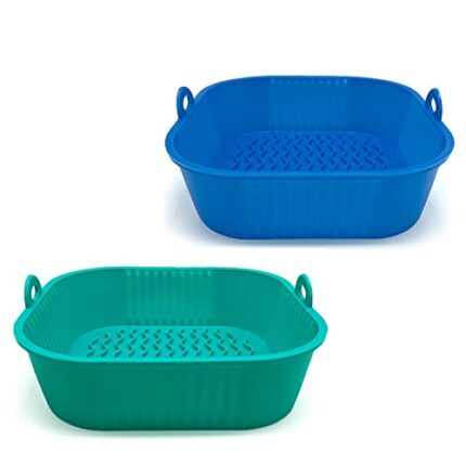 2Pcs Air Fryer Silicone Pot, 8.4 inch Square Non-Stick Air Fryer Silicone Liners Compatible, Reusable Air Fryer Silicone Pan with Most Air Fryer
