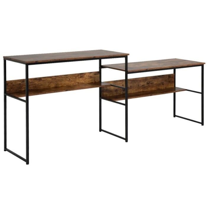 N/A Home Office Double Desk Writing Study Desk Large Computer Desk with Open Storage Rack (Color : A)