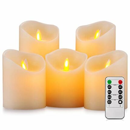 Aku Tonpa Flameless Candles Battery Operated Pillar Real Wax Flickering Moving Wick Electric LED Candle Set with Remote Control Cycling 24 Hours
