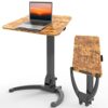 JOY worker Foldable Mobile Standing Desk, Pneumatic Height Adjustable Sit Stand Desk, 90° Tiltable Rolling Portable Laptop Desk with Wheels Non-S