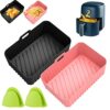 2 PCS Ninja Air Fryer Liners, Reusable Silicone Pots BPA Free with Silicone Gloves for Air Fryer, Oven, and Microwave