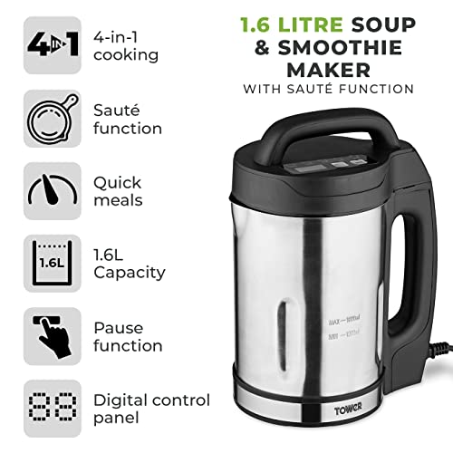 Tower T12069 Soup Maker, 1000 W, 1.6 liters, 1.6 Stainless Steel