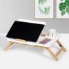 SMLJLQ White Office Computer Desk, Folding Laptop Shelf Table Can Be Raised and Lowered
